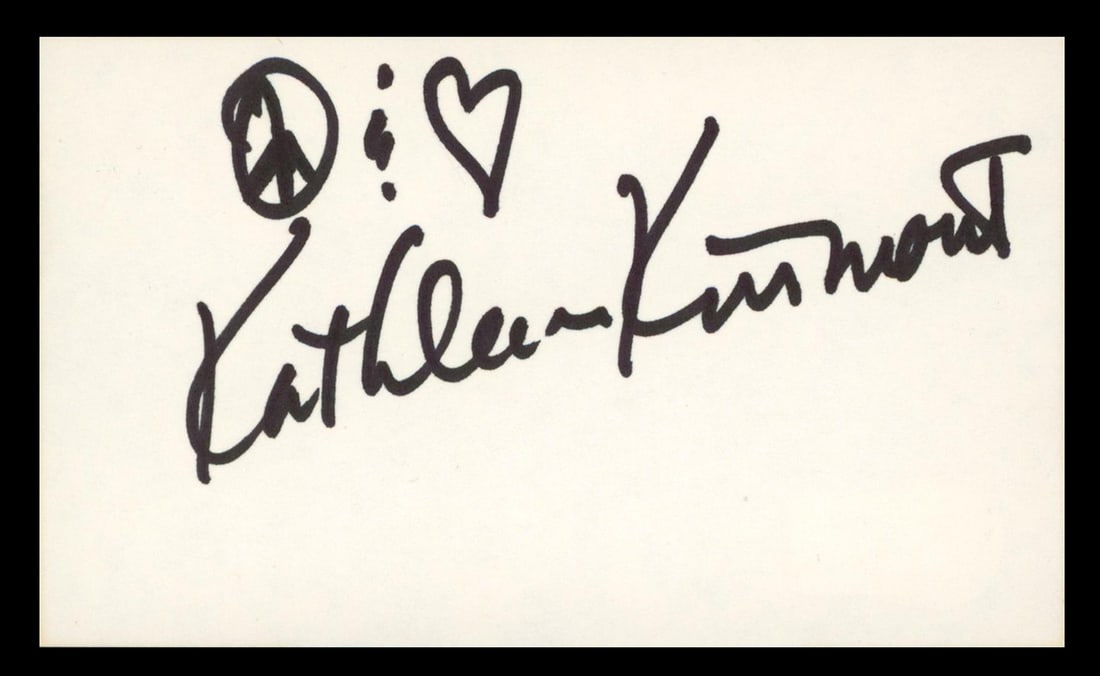 Kathleen Kinmont Signed Index Card with Peace and Love Inscription Beckett Authenticated (1 of 2)
