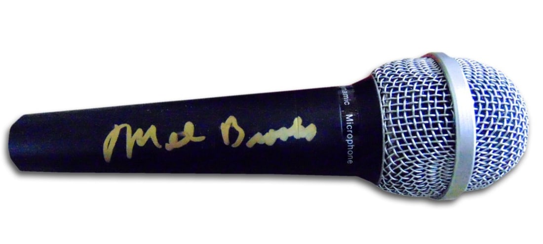 Mel Brooks Autographed Microphone JSA Certified Original Movie Memorabilia: Mel Brooks Autographed Microphone JSA Certified Original Movie Memorabilia This is an authentic autographed microphone signed by the legendary Mel Brooks, known for his iconic contributions as a direc