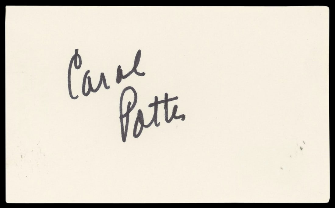 Carol Potter Signed 3x5 Index Card Beverly Hills 90210 Beckett Authenticated: Carol Potter Signed 3x5 Index Card Beverly Hills 90210 Beckett Authenticated This authentic 3x5 index card features the signature of Carol Potter, known for her role in the iconic series Beverly Hills