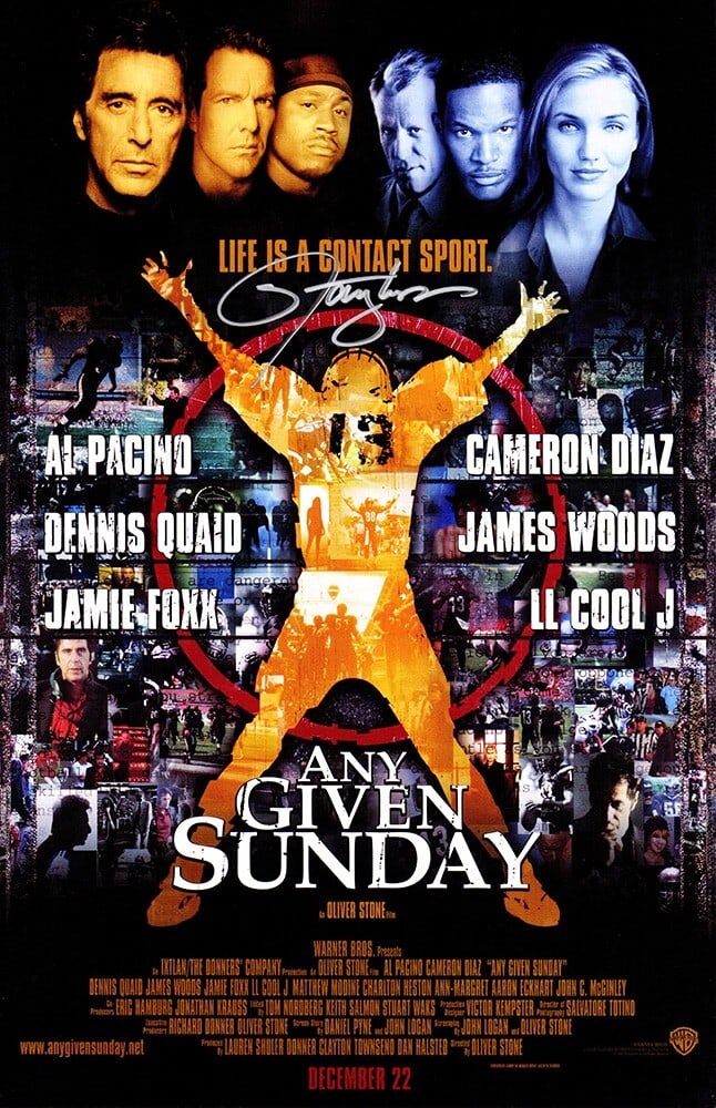 Lawrence Taylor Signed Any Given Sunday 11x17 Poster COA New York Giants: Lawrence Taylor Signed Any Given Sunday 11x17 Poster COA New York Giants This original 11x17 movie poster of 'Any Given Sunday' features the autograph of NFL legend Lawrence Taylor, renowned for his t