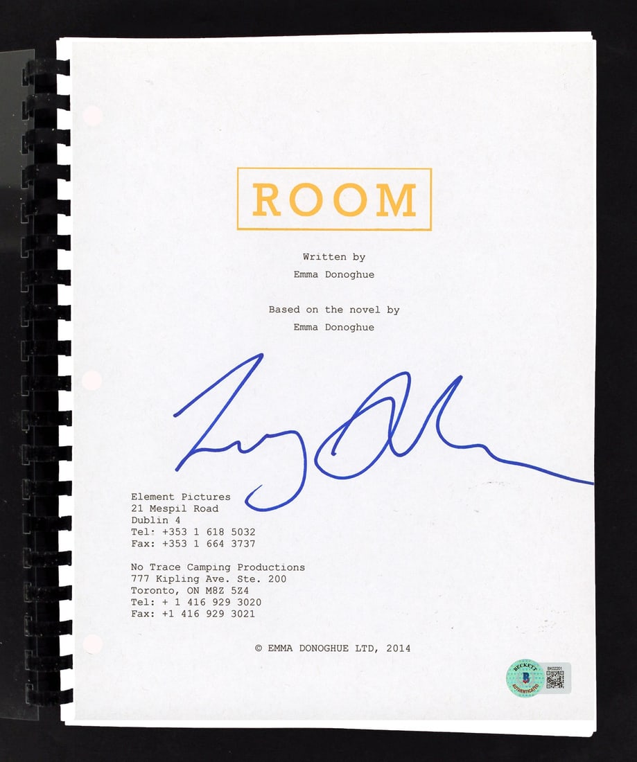 Room Film Script Signed by Lenny Abrahamson Beckett Authenticated: Room Film Script Signed by Lenny Abrahamson Beckett Authenticated This is an original replica movie script from the film "Room," personally signed by Lenny Abrahamson. The autograph is authenticated