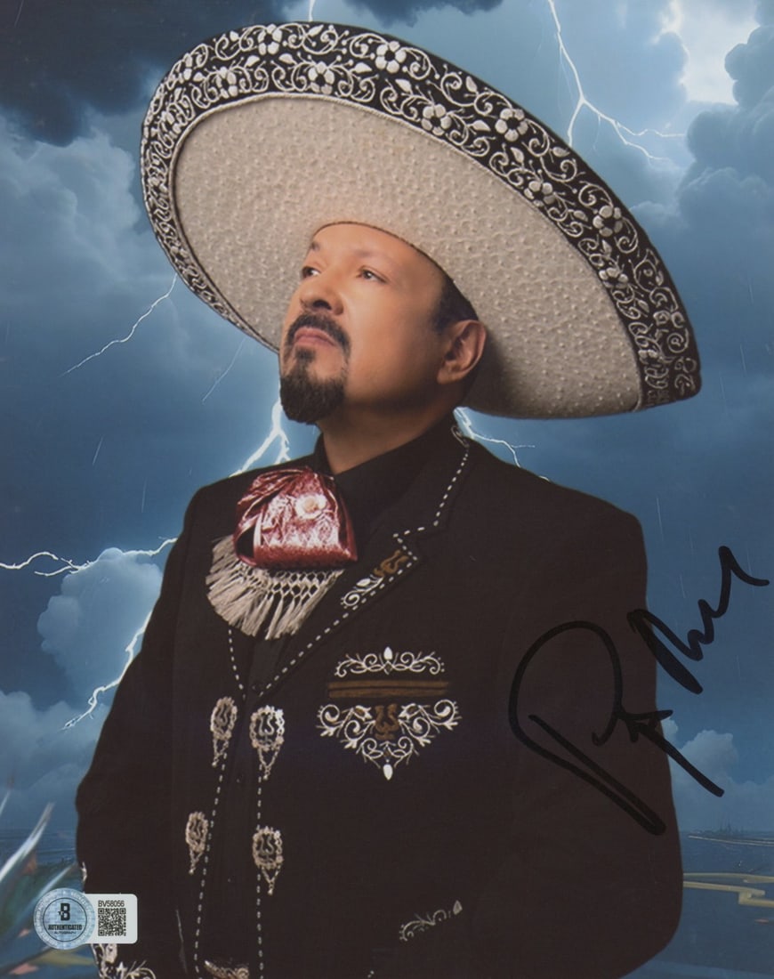 Pepe Aguilar Signed 8x10 Photograph With Beckett Authentication Sticker: Pepe Aguilar Signed 8x10 Photograph With Beckett Authentication Sticker This 8x10 photograph has been personally signed by musician Pepe Aguilar. The autograph is authenticated by Beckett Authenticati