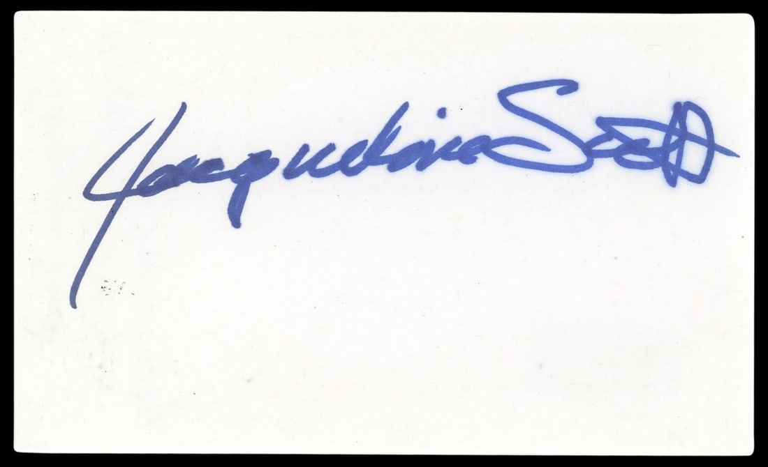 Jacqueline Scott Signed Planet of the Apes 3x5 Index Card BAS Certified: Jacqueline Scott Signed Planet of the Apes 3x5 Index Card BAS Certified This authentic autographed 3x5 index card features the signature of Jacqueline Scott, known for her role in the iconic film seri