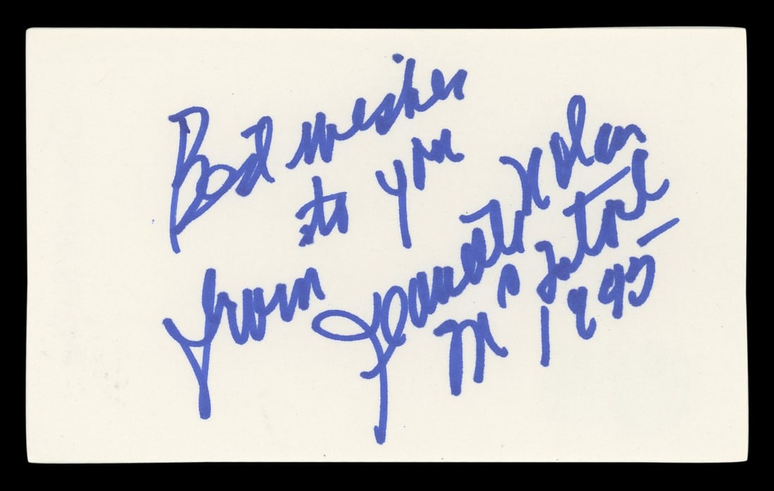 Beckett Authenticated Jeanette Nolan 3x5 Index Card Liberty Valance Signed (1 of 5)