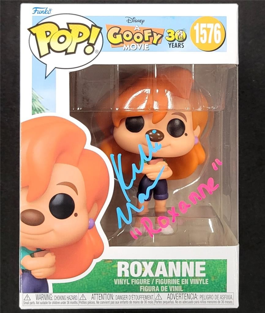 Autographed Roxanne Funko Pop 1576 by Kellie Martin Beckett Authenticated: Autographed Roxanne Funko Pop 1576 by Kellie Martin Beckett Authenticated This is an original "Roxanne" Funko Pop! figure from the movie "A Goofy Movie," signed by Kellie Martin and authenticated by B