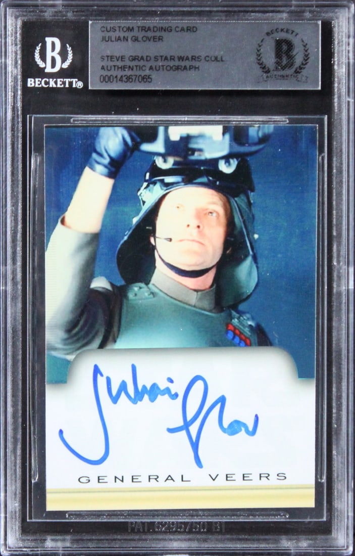 Julian Glover Signed Star Wars Trading Card Beckett Authenticated: Julian Glover Signed Star Wars Trading Card Beckett Authenticated This authentic trading card features the signature of Julian Glover, known for his role in Star Wars. Each card is uniquely hand-signe