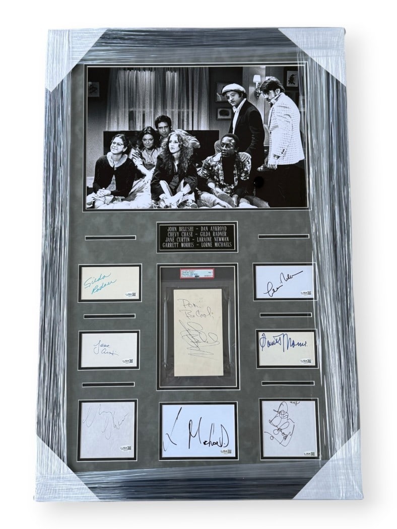 Framed SNL Cast Autographs John Belushi Dan Aykroyd Chevy Chase JSA Authenticated (1 of 7)