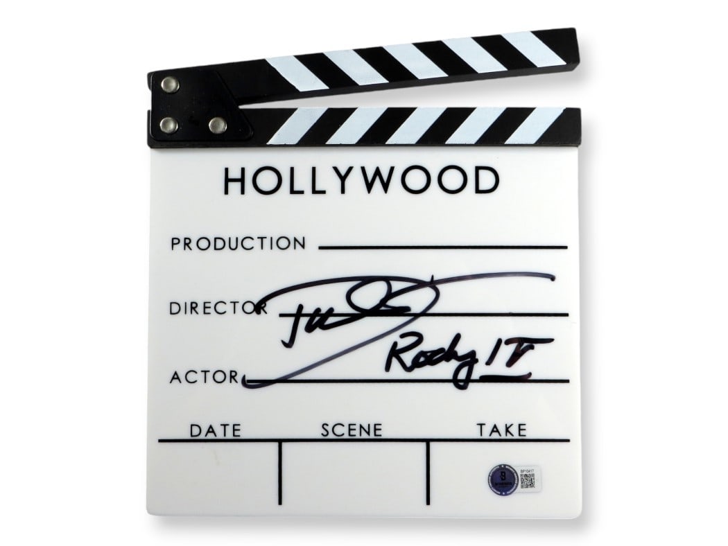 Rocky IV Clapperboard Signed by Dolph Lundgren with Inscription Beckett Authenticated (1 of 3)
