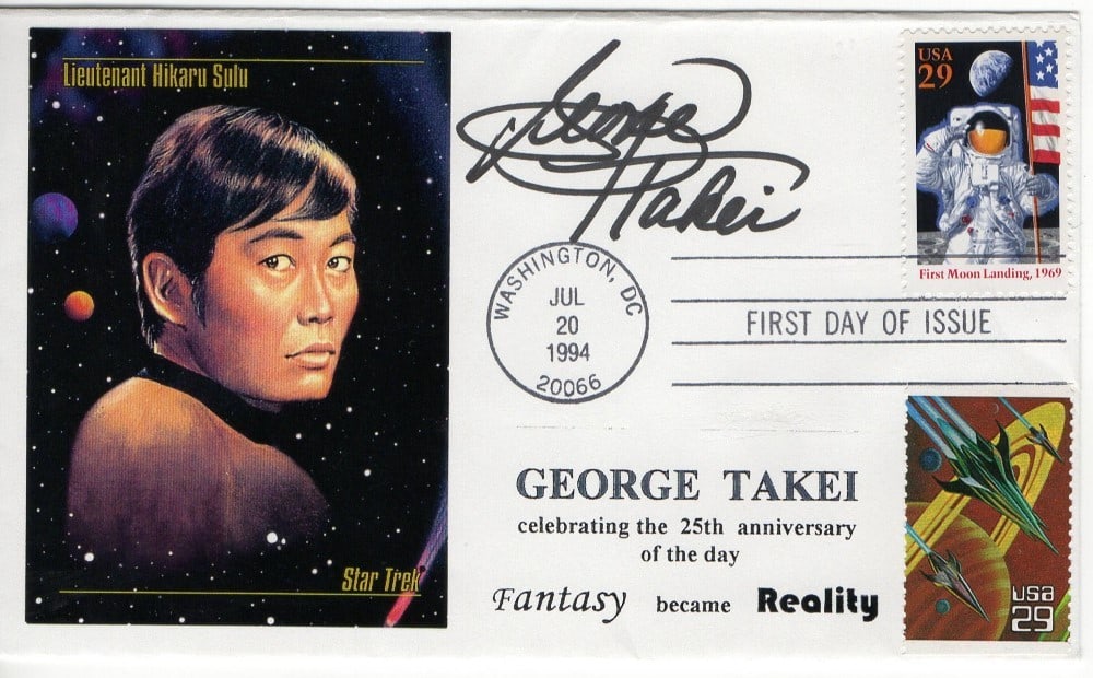 Star Trek First Day Cover Signed by George Takei JSA Authenticated: Star Trek First Day Cover Signed by George Takei JSA Authenticated This collectible First Day Cover has been signed by George Takei, known for his role in Star Trek. The autograph is authenticated by 