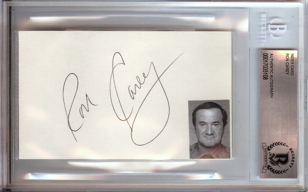 Index Card Signed by Ron Carey Barney Miller Beckett Authenticated (1 of 1)