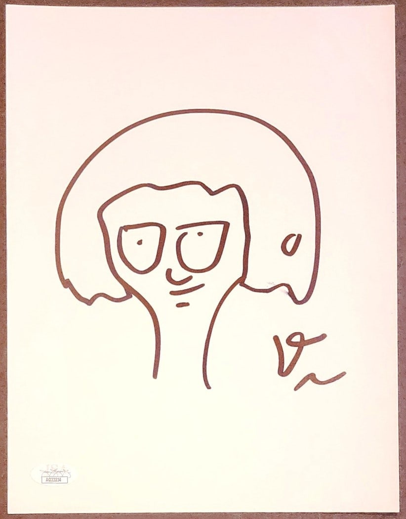 Tina Bob's Burgers 8.5x11 Sketch Signed by Dan Mintz JSA Authenticated (1 of 2)