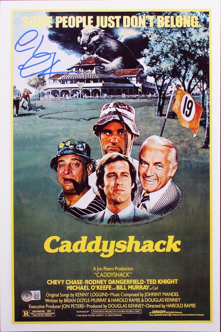 Chevy Chase Signed Caddyshack 12x18 Mini Poster BAS Authenticated (1 of 5)