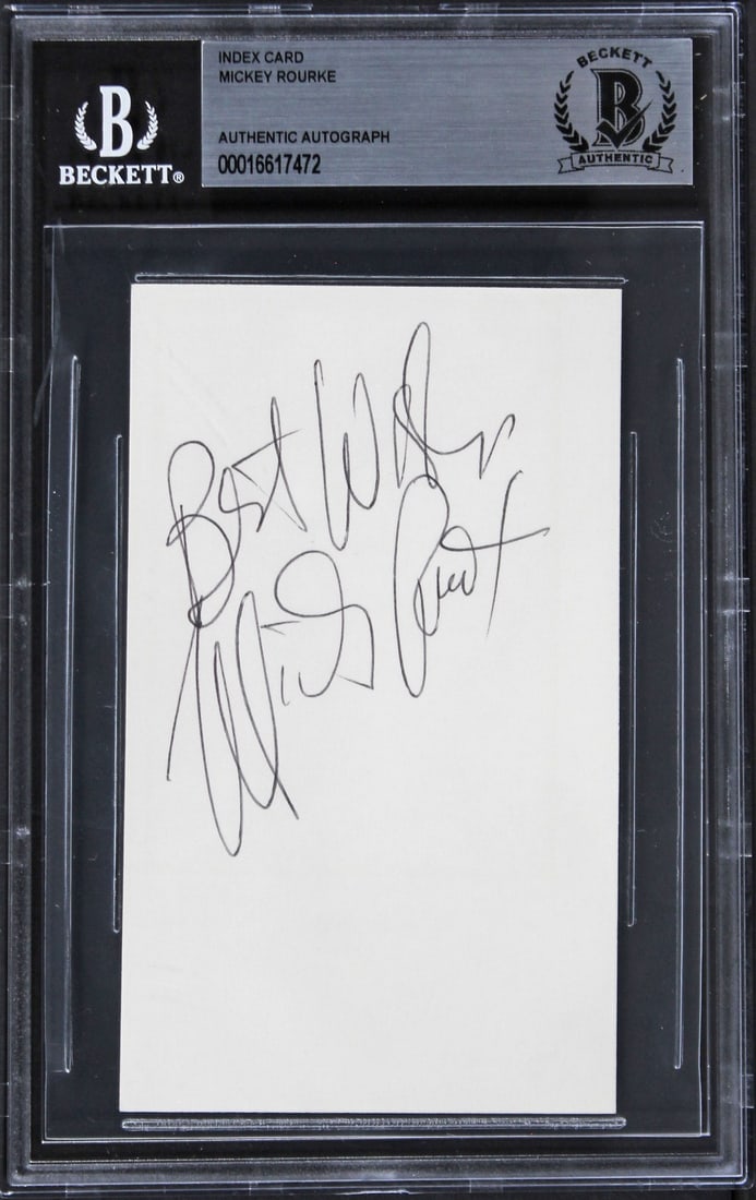 Mickey Rourke Signed 3x5 Index Card Iron Man 2 Best Wishes Beckett Authenticated (1 of 2)