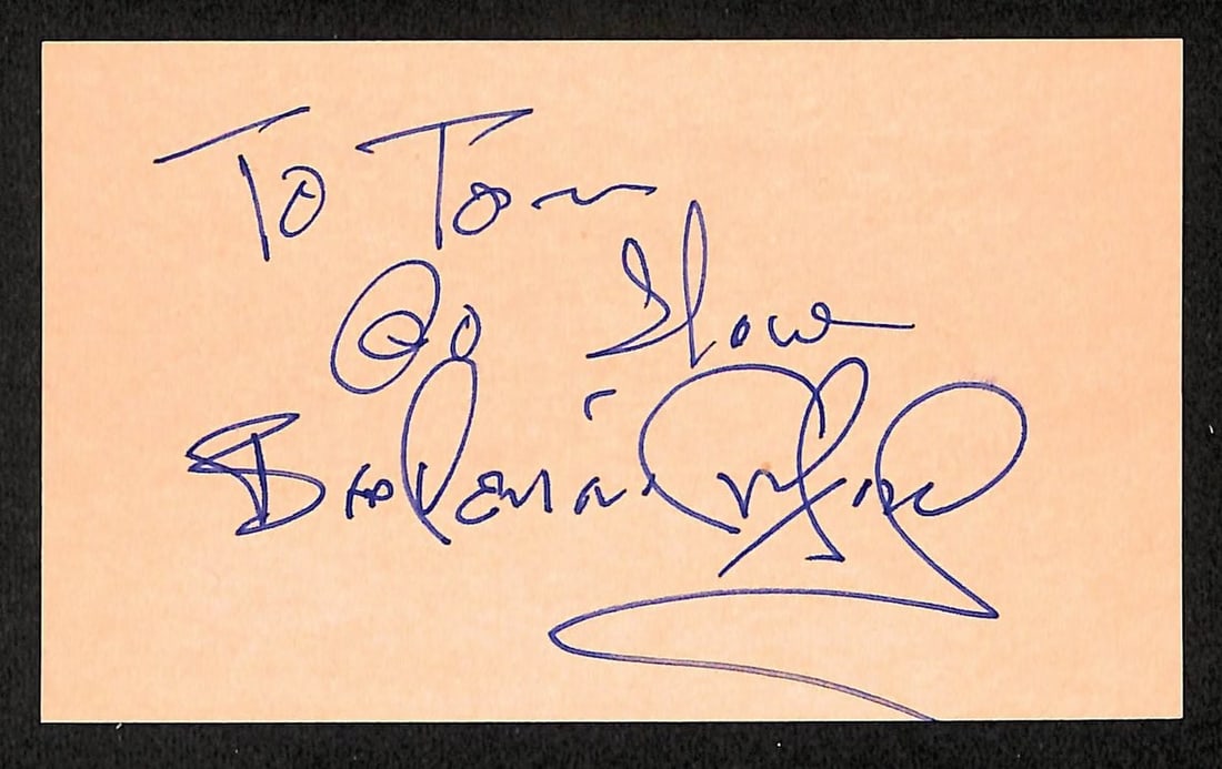 3x5 Index Card Signed and Inscribed by Britt Ekland JSA Authenticated: 3x5 Index Card Signed and Inscribed by Britt Ekland JSA Authenticated This listing features an original 3x5 index card signed and inscribed by actress Britt Ekland. The item is authenticated by JSA, e