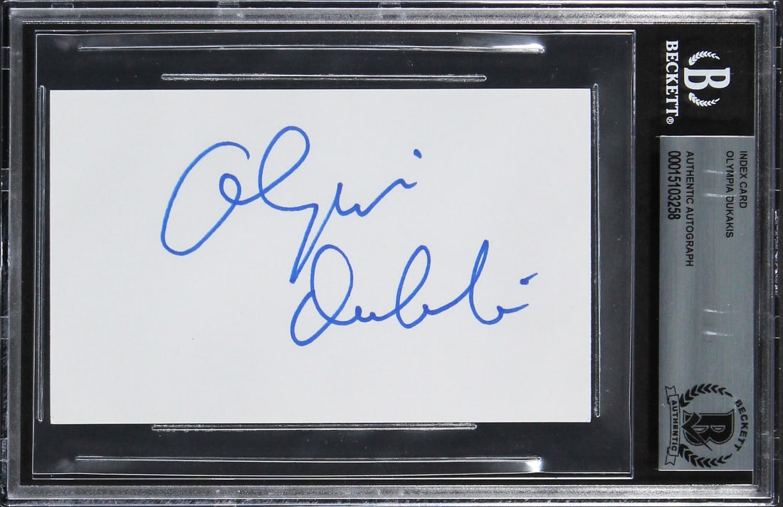 Olympia Dukakis Signed 3x5 Index Card Beckett Authenticated Slab Moonstruck (1 of 2)