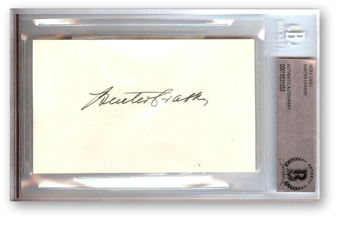 Buster Crabbe Autographed Index Card Beckett Authenticated Buck Rogers Tarzan (1 of 1)