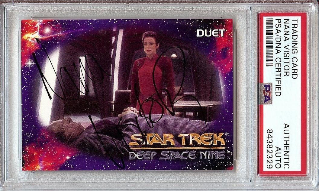 PSA Authenticated Nana Visitor Signed Star Trek DS9 Kira Nerys Card: PSA Authenticated Nana Visitor Signed Star Trek DS9 Kira Nerys Card This is an original Star Trek: Deep Space Nine trading card autographed by Nana Visitor, who portrayed Kira Nerys. The autograph has