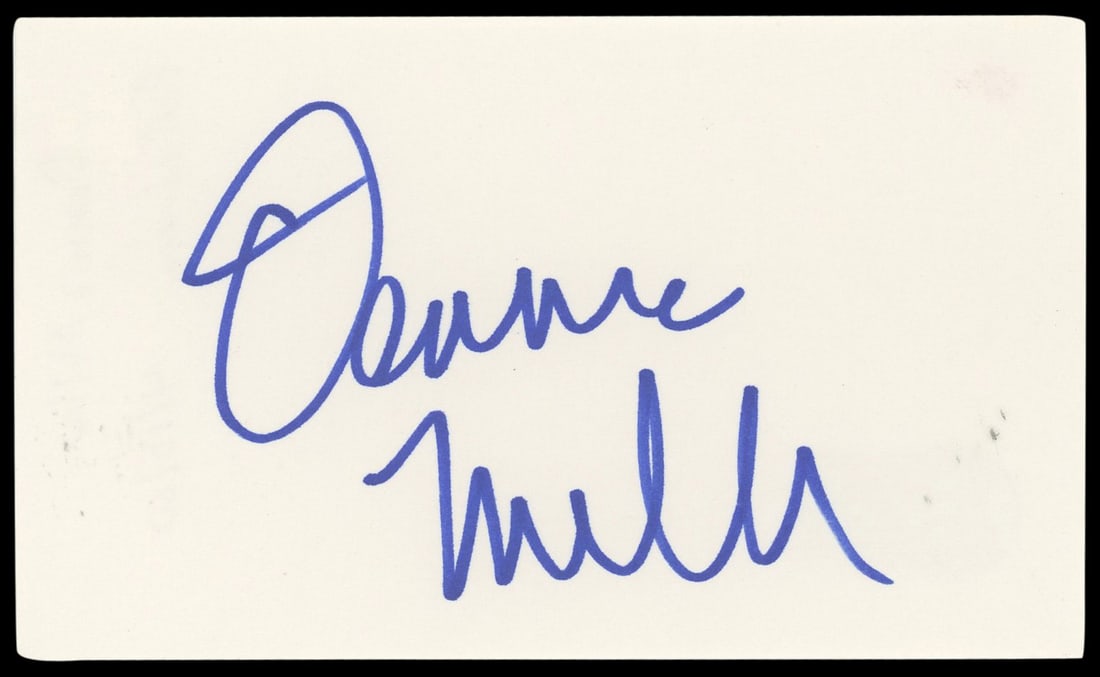 Dennis Miller Autographed 3x5 Index Card Joe Dirt Beckett Certified: Dennis Miller Autographed 3x5 Index Card Joe Dirt Beckett Certified This authentic 3x5 index card features the signature of Dennis Miller, known for his role in the film Joe Dirt. The autograph has be