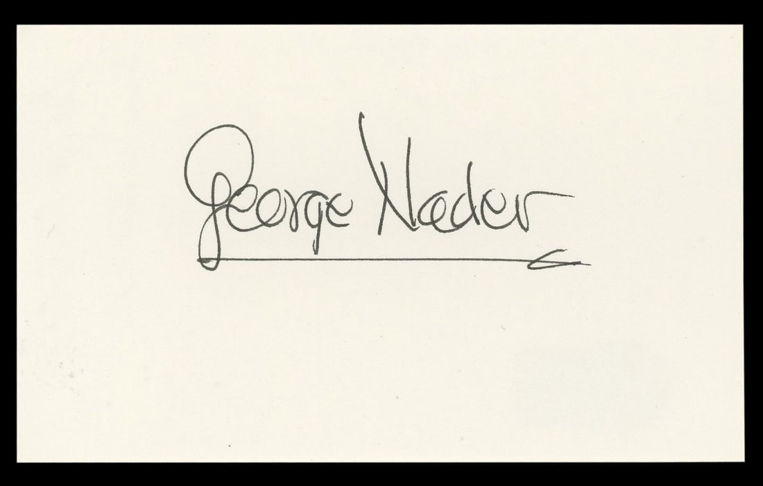 George Nader Signed 3x5 Index Card Beckett Authenticated The Female Animal: George Nader Signed 3x5 Index Card Beckett Authenticated The Female Animal This is an original 3x5 index card personally signed by George Nader, associated with The Female Animal. The autograph has be