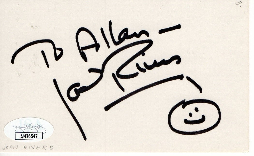 Joan Rivers Authentic Signed 3x5 Index Card JSA Authenticated (1 of 2)