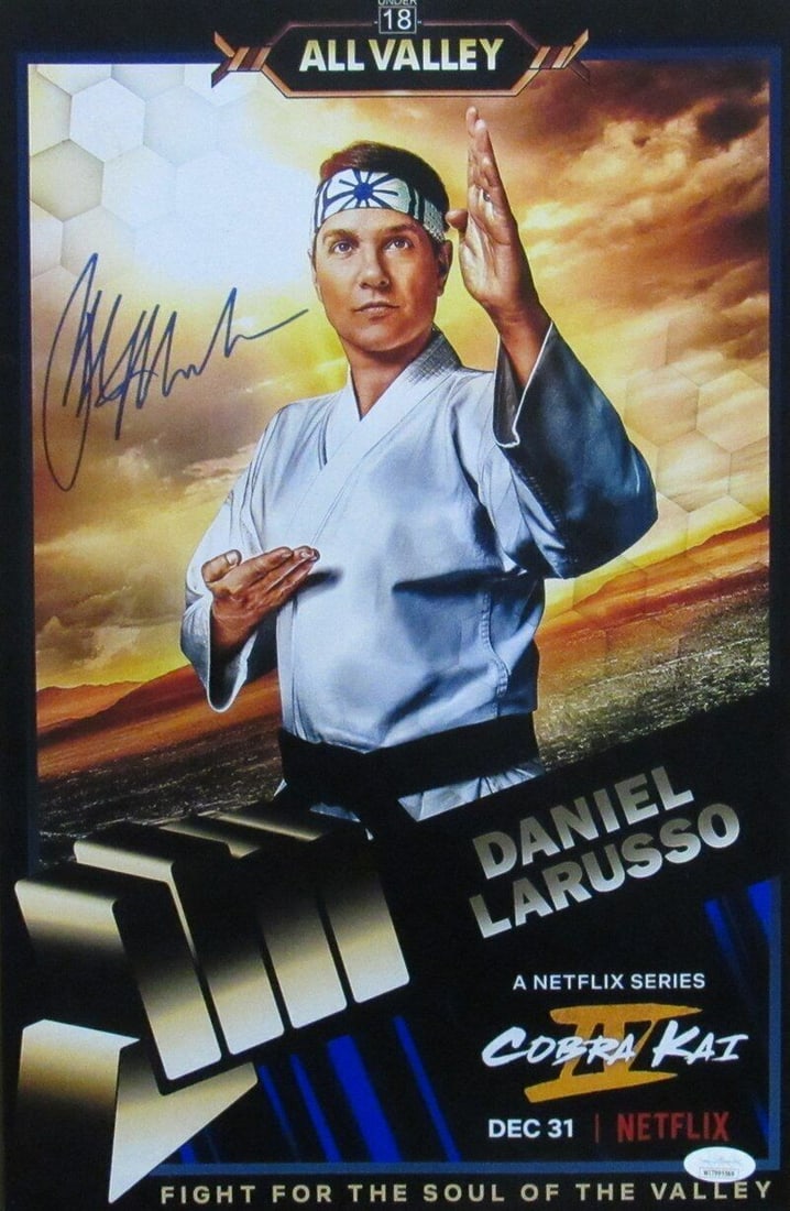 Ralph Macchio Signed Cobra Kai Movie Poster 11x17 JSA Authenticated: Ralph Macchio Signed Cobra Kai Movie Poster 11x17 JSA Authenticated Featuring Ralph Macchio's signature, this 11x17 movie poster from "Cobra Kai" is a must-have for fans and collectors. Authenticated 
