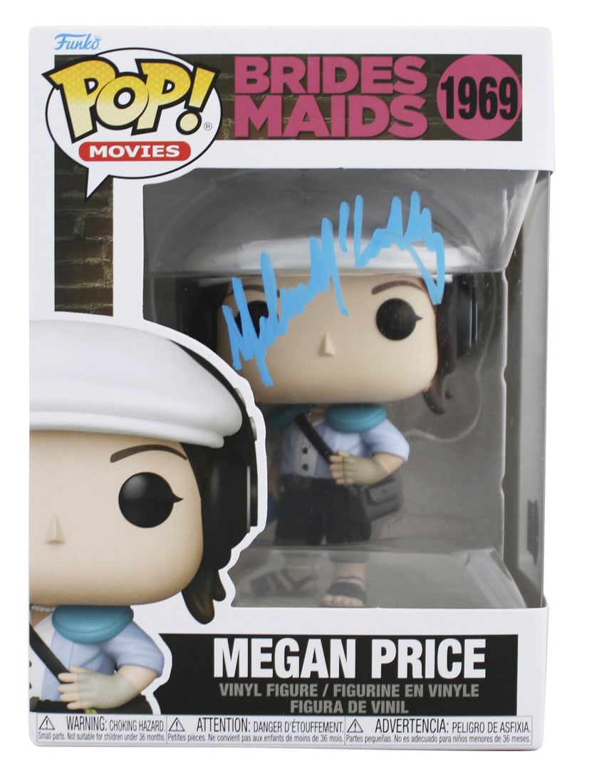 Melissa McCarthy Signed Megan Funko Pop Figure Beckett Authenticated: Melissa McCarthy Signed Megan Funko Pop Figure Beckett Authenticated This Funko Pop Vinyl Figure features the character Megan from Bridesmaids and is personally signed by Melissa McCarthy. The autogra