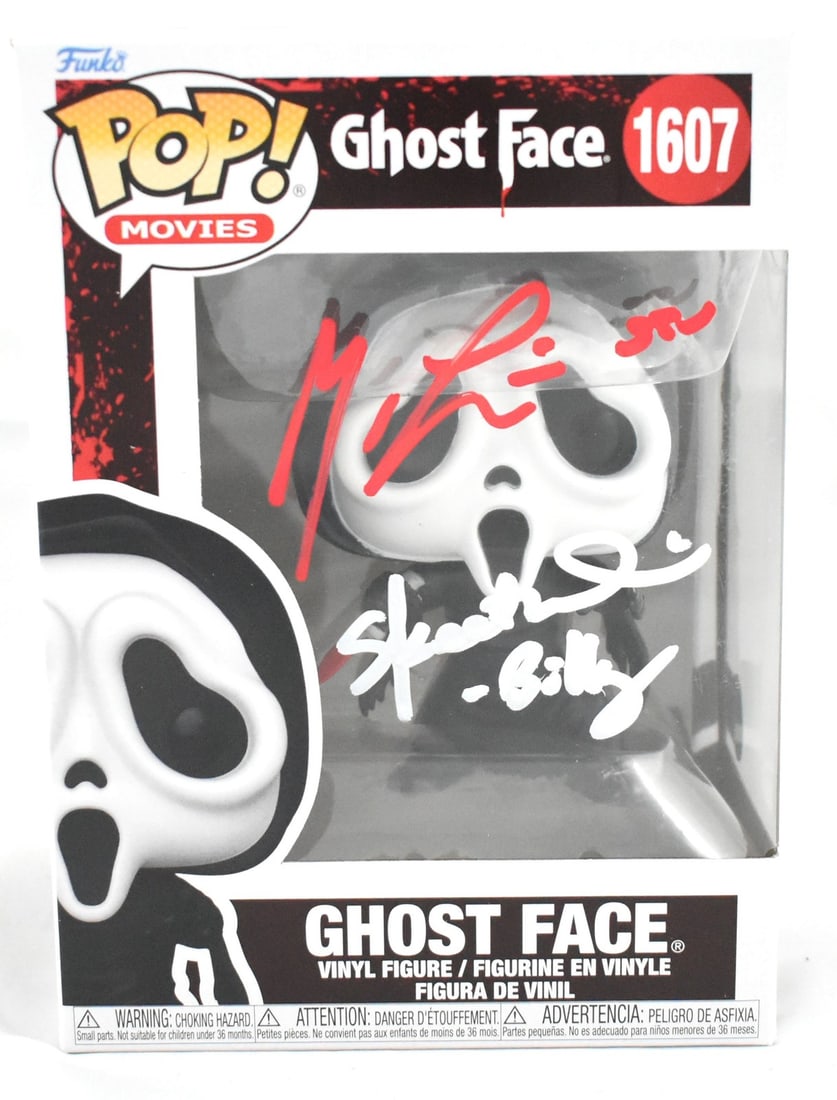Funko Pop Ghost Face #1607 Signed by Matthew Lillard Skeet Ulrich Beckett Holo: Funko Pop Ghost Face #1607 Signed by Matthew Lillard Skeet Ulrich Beckett Holo This is a pre-owned Funko Pop! Ghost Face figure (#1607) from the Funko Pop! Pez product line, signed by Matthew Lillard 
