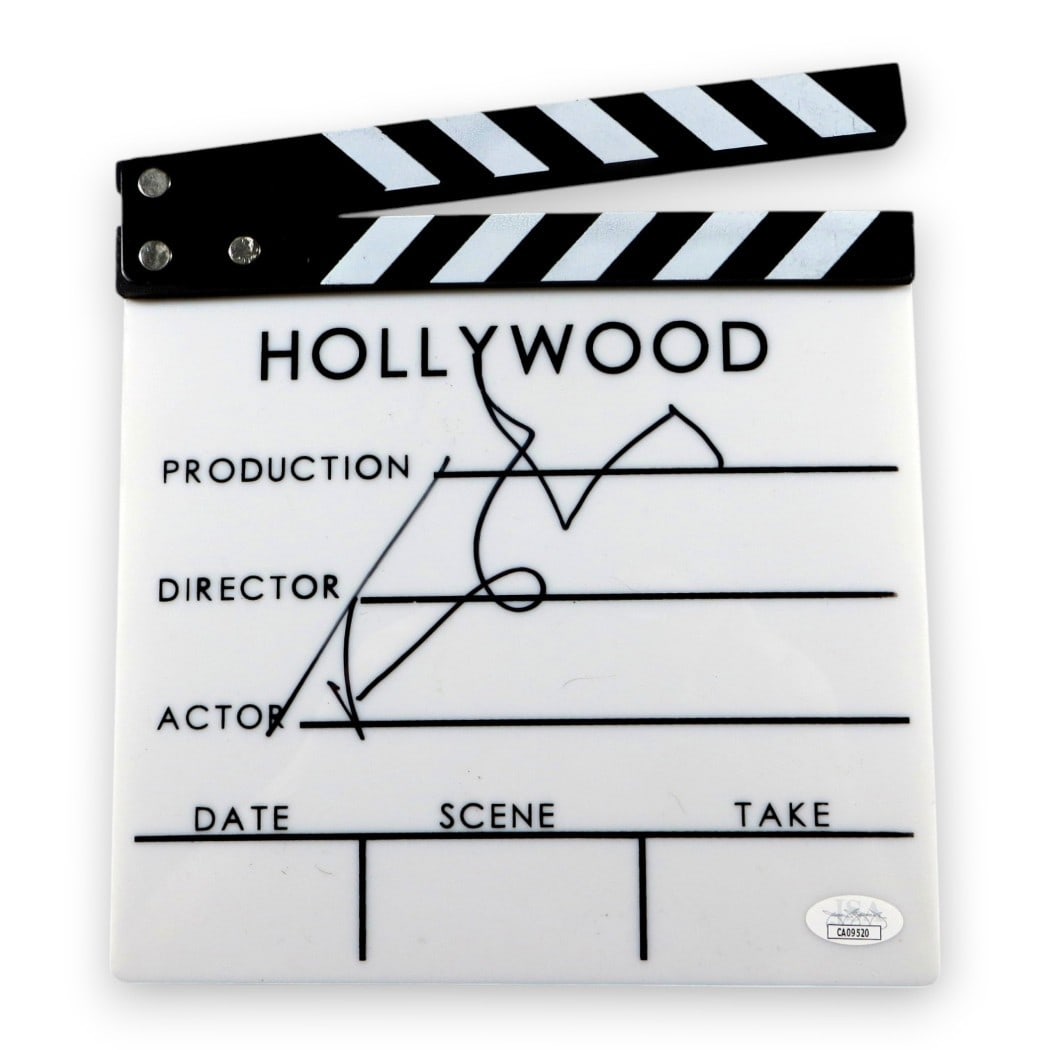 Jeremy Irons Signed Movie Clapper Authenticated by JSA: Jeremy Irons Signed Movie Clapper Authenticated by JSA This authentic movie clapper is signed by the acclaimed actor Jeremy Irons, featuring his genuine autograph. The signature has been authenticated