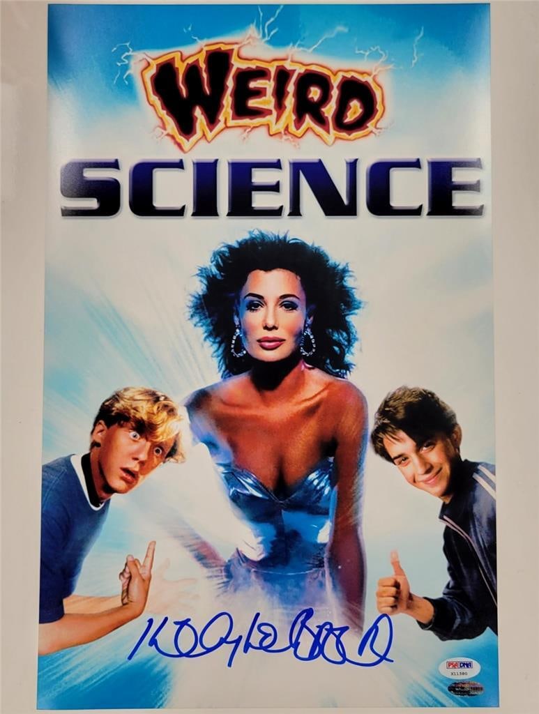 Kelly LeBrock Signed Weird Science 11x17 Photo PSA/DNA Certified: Kelly LeBrock Signed Weird Science 11x17 Photo PSA/DNA Certified This original photograph features Kelly LeBrock's signature from the iconic movie 'Weird Science.' Measuring 11x17 inches, this collect