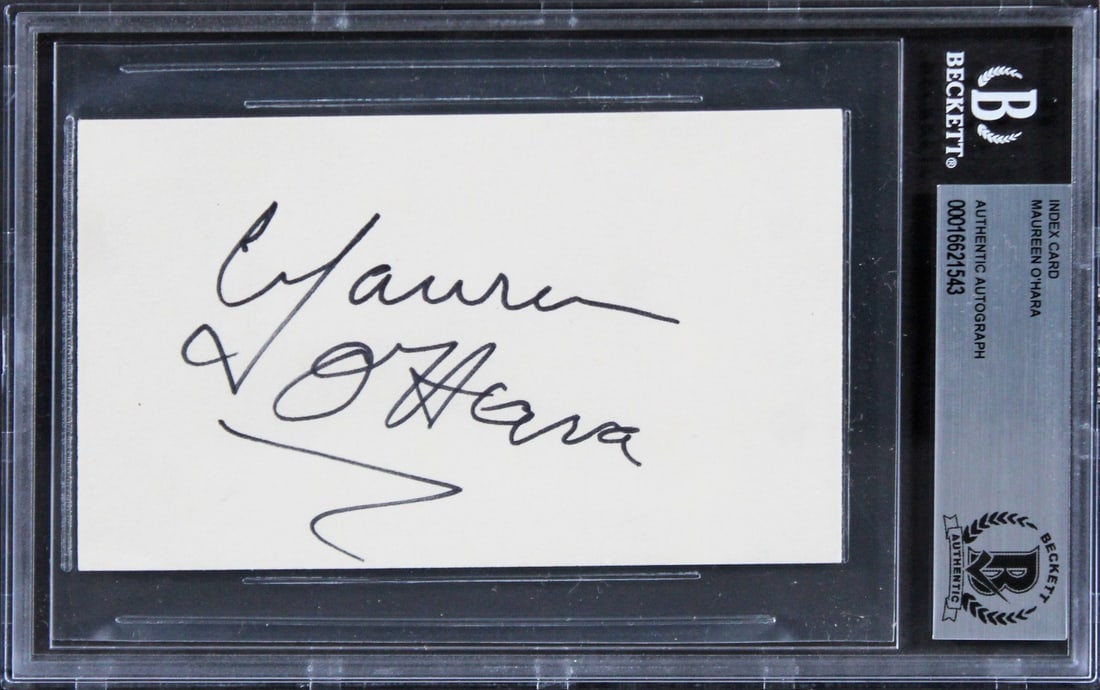 Maureen O'Hara Signed 3x5 Index Card The Quiet Man Beckett Authenticated (1 of 2)