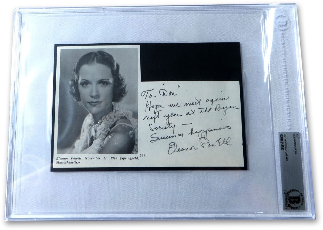 Encased Eleanor Powell Autograph Cut Signature Beckett Authenticated (1 of 3)