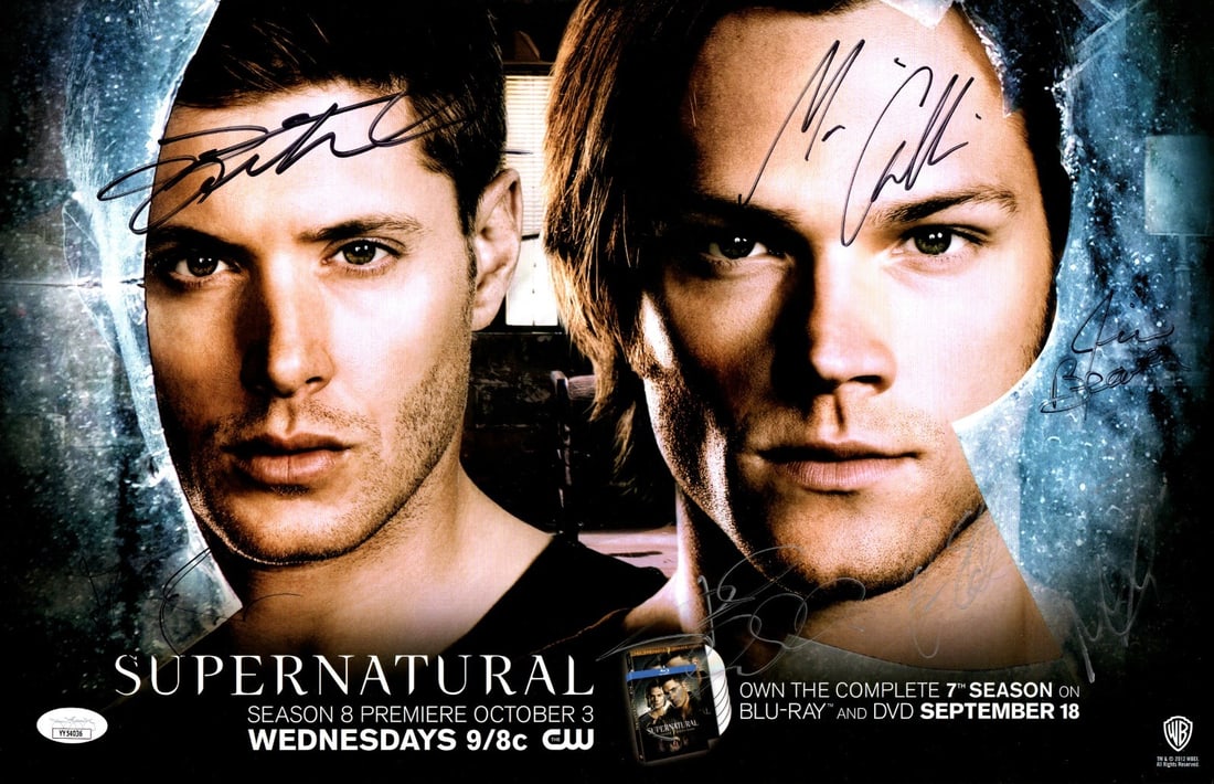 JSA Authenticated Supernatural Cast 11x17 Signed Poster: JSA Authenticated Supernatural Cast 11x17 Signed Poster This is an original 11x17-inch poster autographed by seven cast and crew members from the television series Supernatural. The signatures include