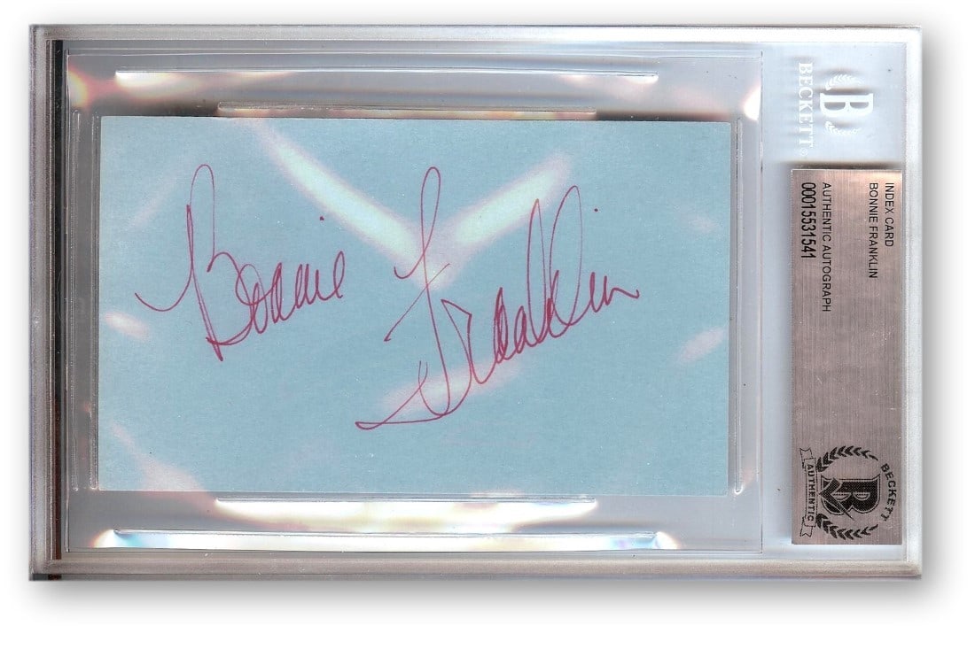 Bonnie Franklin Index Card Signed One Day at a Time Beckett Authenticated (1 of 1)