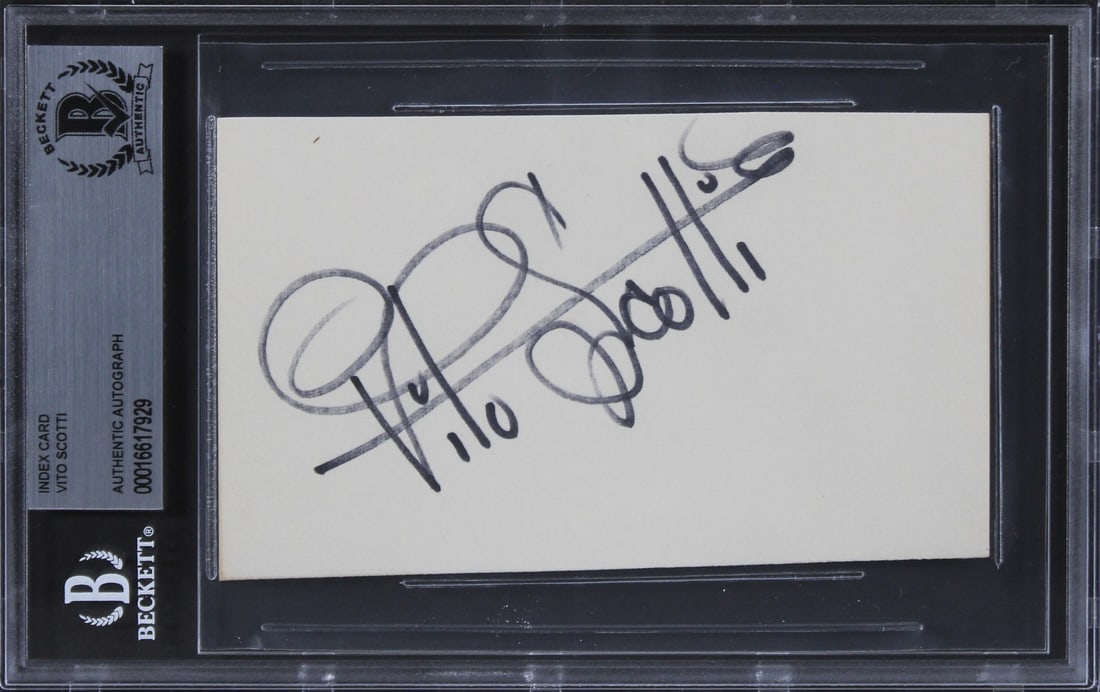 Vito Scotti Signed 3x5 Index Card Authenticated by Beckett (1 of 5)