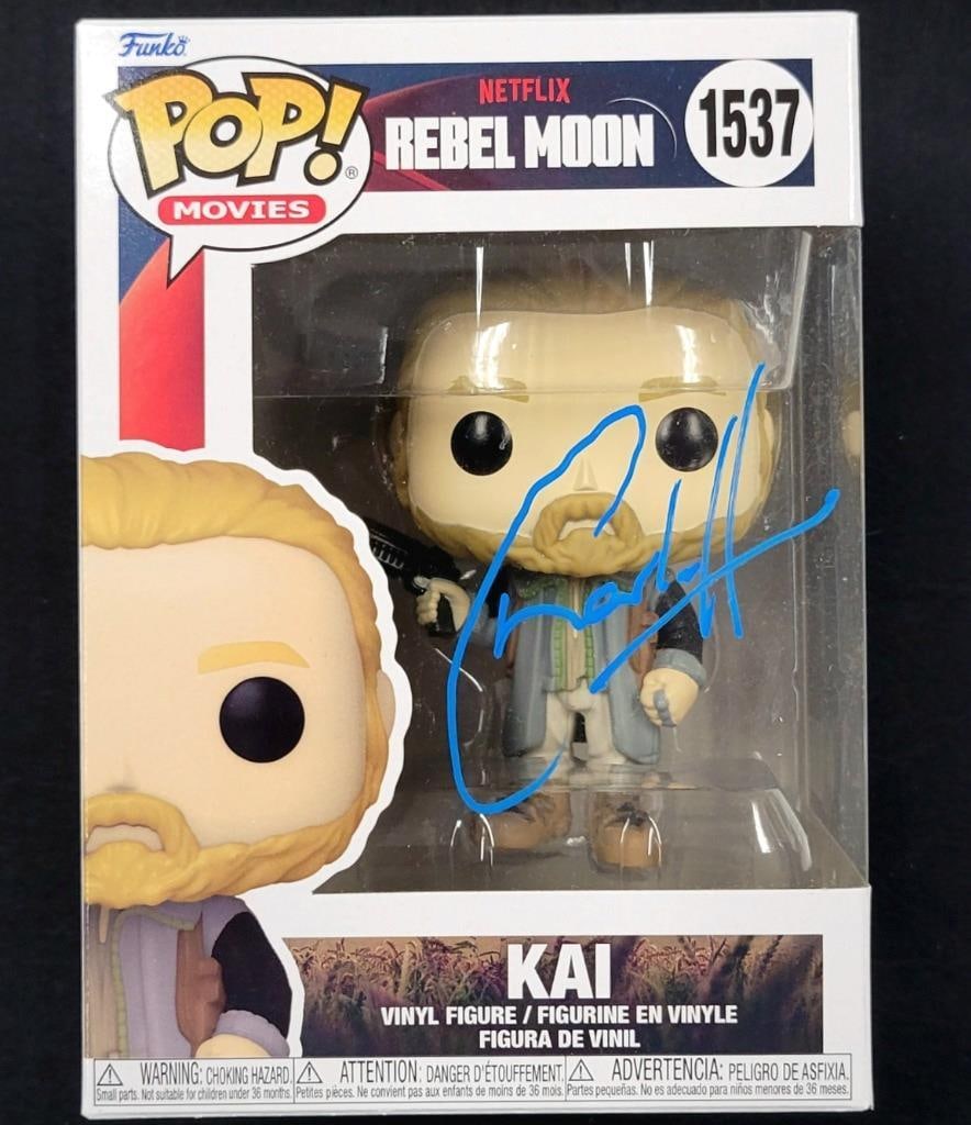 Rebel Moon Kai Funko Pop signed by Charlie Hunnam Beckett authenticated: Rebel Moon Kai Funko Pop signed by Charlie Hunnam Beckett authenticated This is an original Rebel Moon Kai Funko Pop! figure autographed by Charlie Hunnam. The signature has been authenticated by Beck
