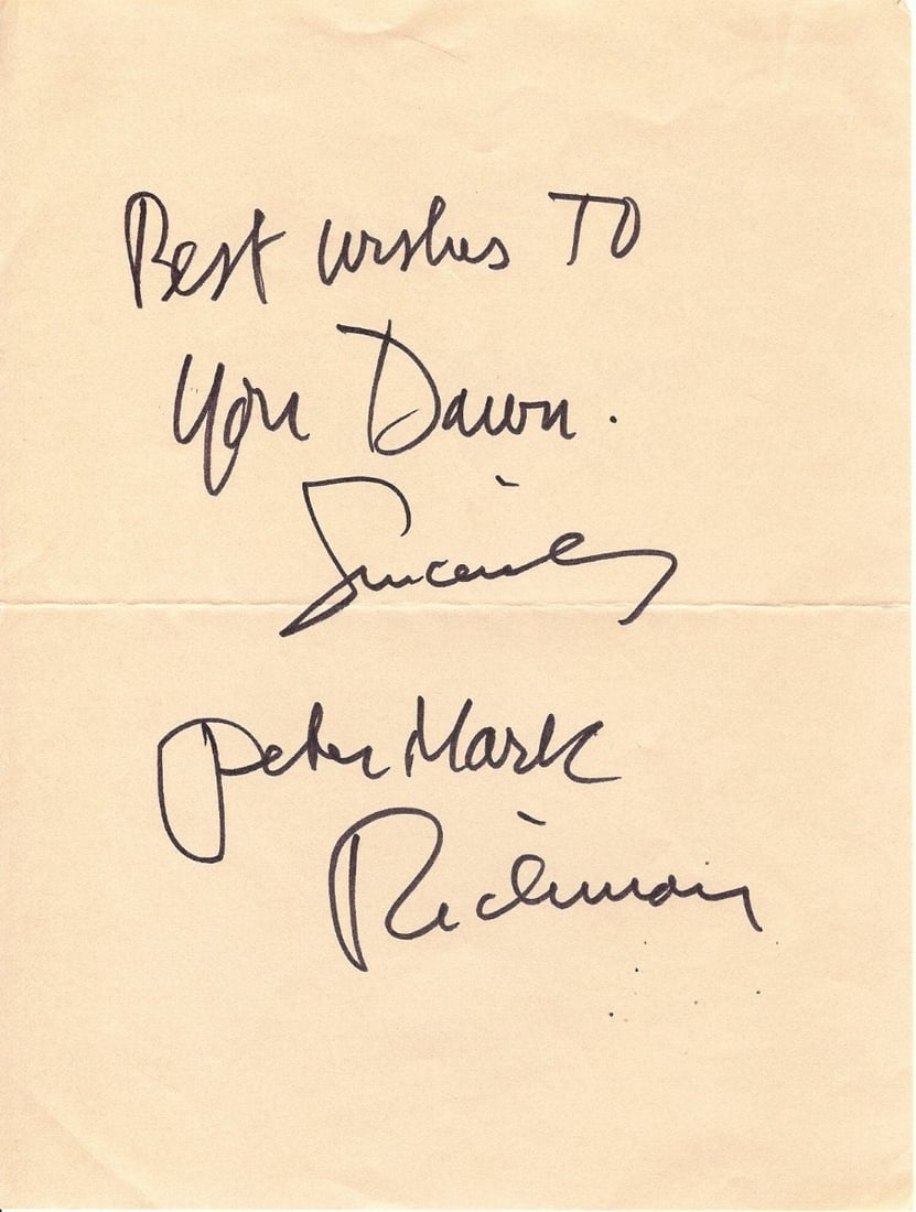 Personal Letter Signed by Peter Mark Richman JSA Authenticated: Personal Letter Signed by Peter Mark Richman JSA Authenticated This is an original personal letter signed by Peter Mark Richman, known for his role in Star Trek. The autograph has been authenticated b