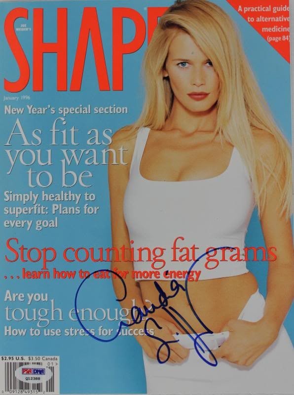 1996 Shape Magazine Signed by Claudia Schiffer PSA DNA Certified Autograph: 1996 Shape Magazine Signed by Claudia Schiffer PSA DNA Certified Autograph This is a 1996 issue of Shape Magazine authentically signed by Claudia Schiffer. The autograph has been certified by PSA/DNA 