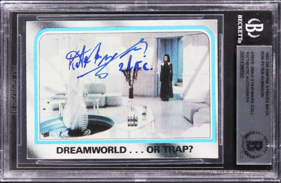 Peter Robinson Signed 1980 Star Wars Empire Strikes Back #239 Card Beckett Authentic: Peter Robinson Signed 1980 Star Wars Empire Strikes Back #239 Card Beckett Authentic This is an authentic autographed 1980 Star Wars Empire Strikes Back #239 trading card signed by Peter Robinson. The