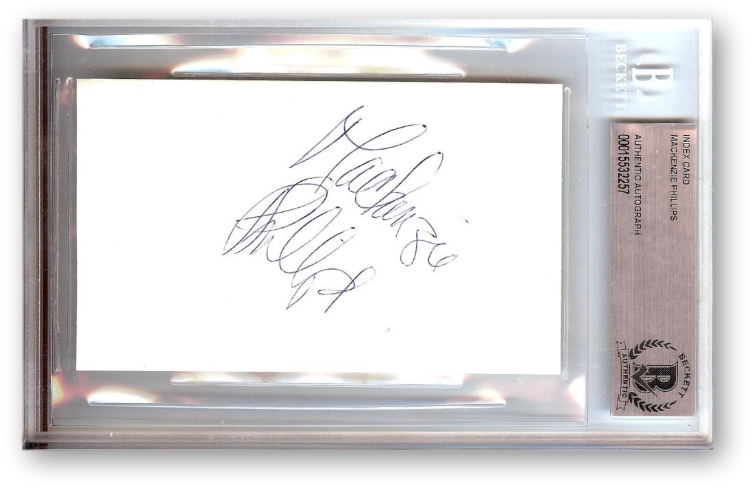 Index Card Signed by Mackenzie Phillips American Graffiti Beckett Authenticated (1 of 1)