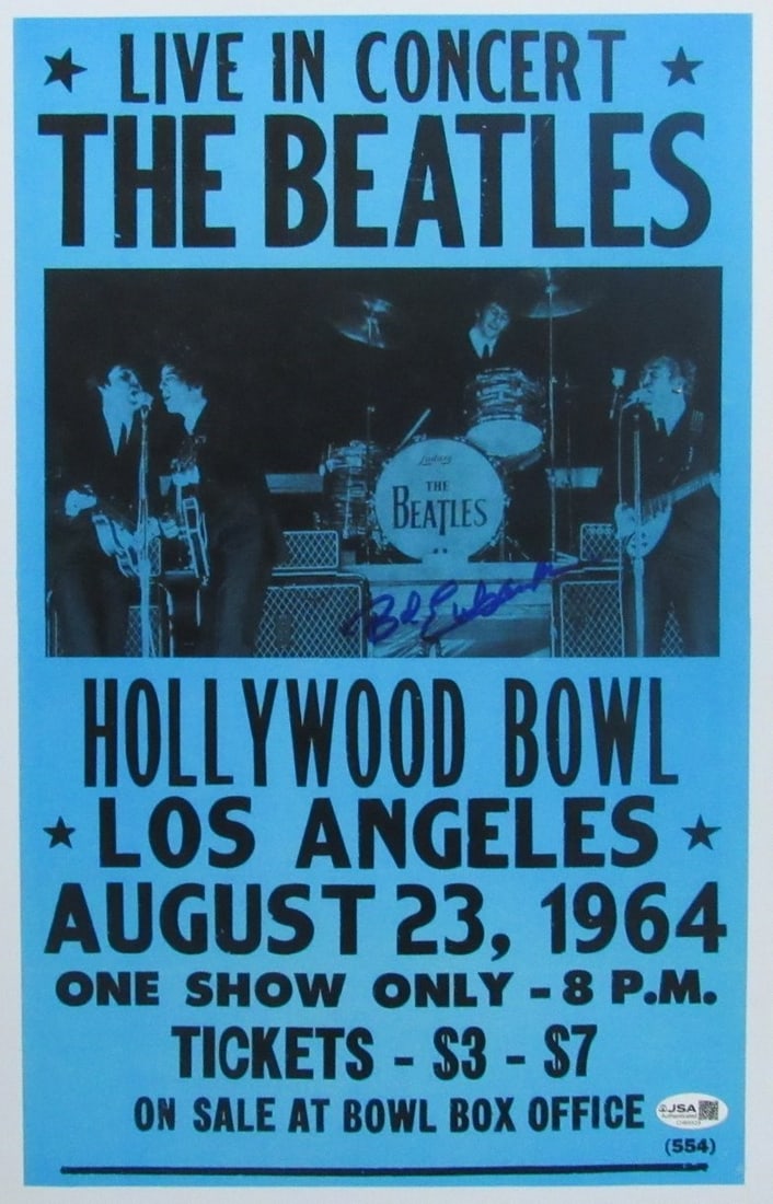 Bob Eubanks Signed Beatles 11x17 Movie Poster JSA Authenticated: Bob Eubanks Signed Beatles 11x17 Movie Poster JSA Authenticated This original 11x17 movie poster features a striking image of "The Beatles" and is signed by Bob Eubanks. The autograph is authenticated
