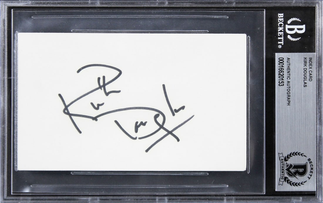 Kirk Douglas Spartacus Signed 3x5 Index Card Beckett Authenticated (1 of 2)