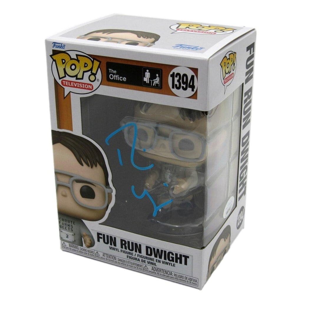 Rainn Wilson Autographed Funko Pop! #1394 The Office JSA Certified: Rainn Wilson Autographed Funko Pop! #1394 The Office JSA Certified This Rainn Wilson Autographed Funko Pop! #1394 figurine from "The Office" is a must-have for collectors and fans alike. Authenticated