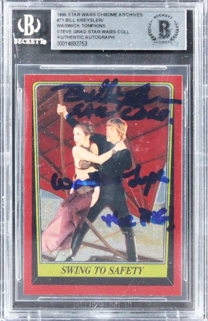 Star Wars Signed 1999 Chrome Archives #71 Card Kreysler Tompkins Beckett Authentication: Star Wars Signed 1999 Chrome Archives #71 Card Kreysler Tompkins Beckett Authentication This is a signed 1999 Star Wars Chrome Archives #71 Card featuring the inscription "Sail Cord., The Rig." The ca