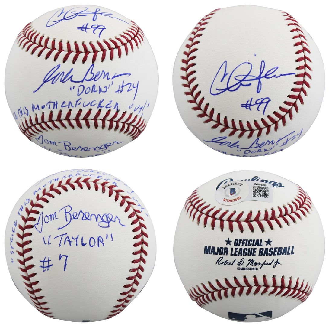 Oml Baseball Trio Signed by Sheen Berenger Bernsen Major League Beckett Witnessed: Oml Baseball Trio Signed by Sheen Berenger Bernsen Major League Beckett Witnessed This is an original Official Major League Baseball autographed by Charlie Sheen, Tom Berenger, and Corbin Bernsen from