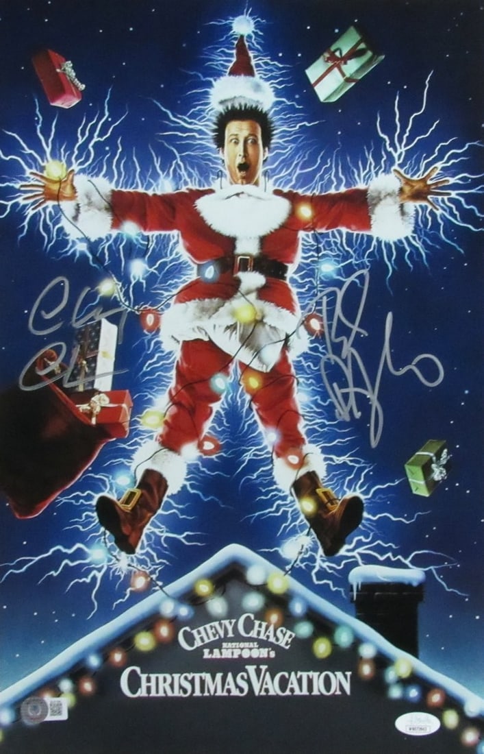 Christmas Vacation 11x17 Movie Poster Signed by Chevy Chase and Beverly D'Angelo BAS (1 of 4)