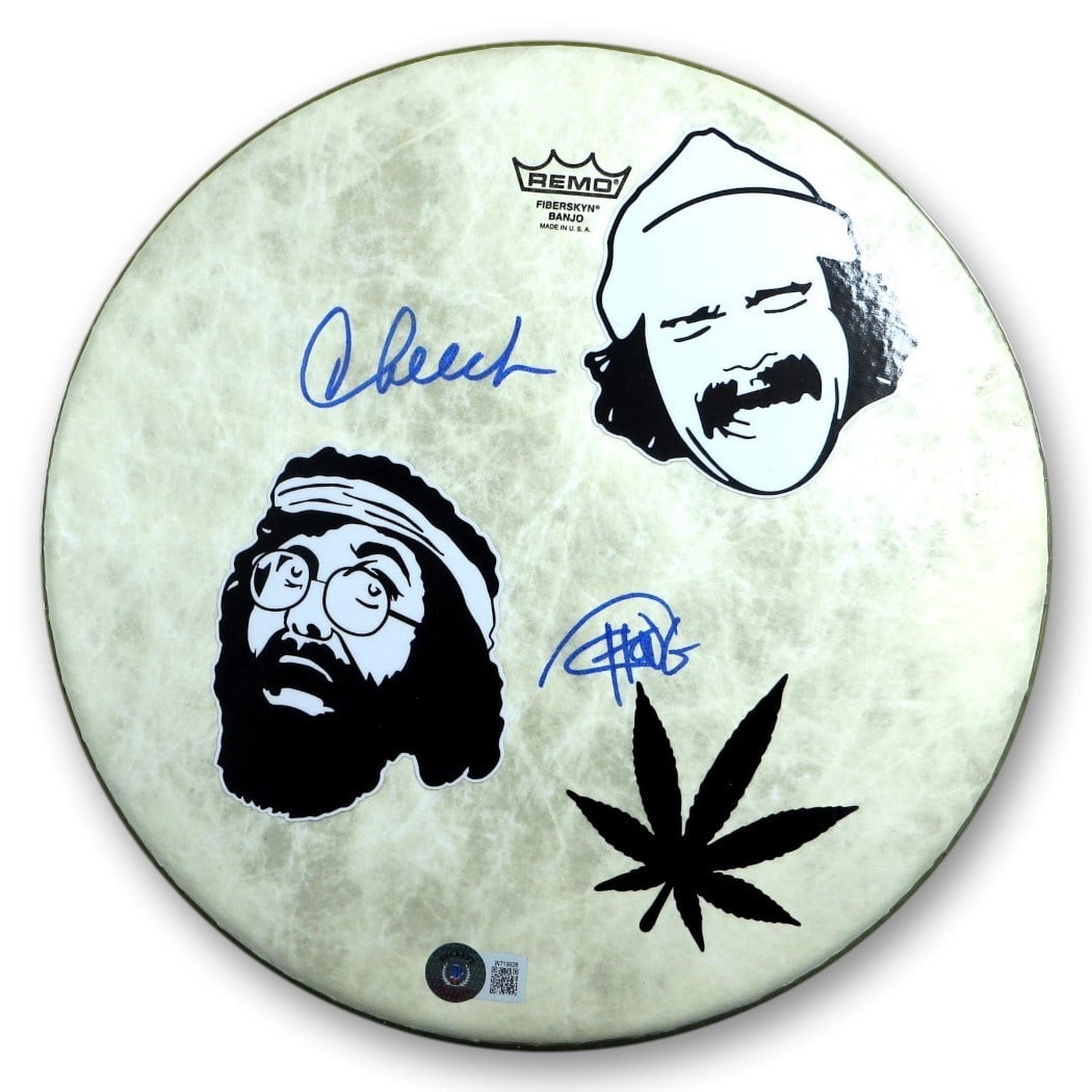 11 Inch Drumhead Autographed by Cheech Marin and Tommy Chong Beckett Authenticated (1 of 4)