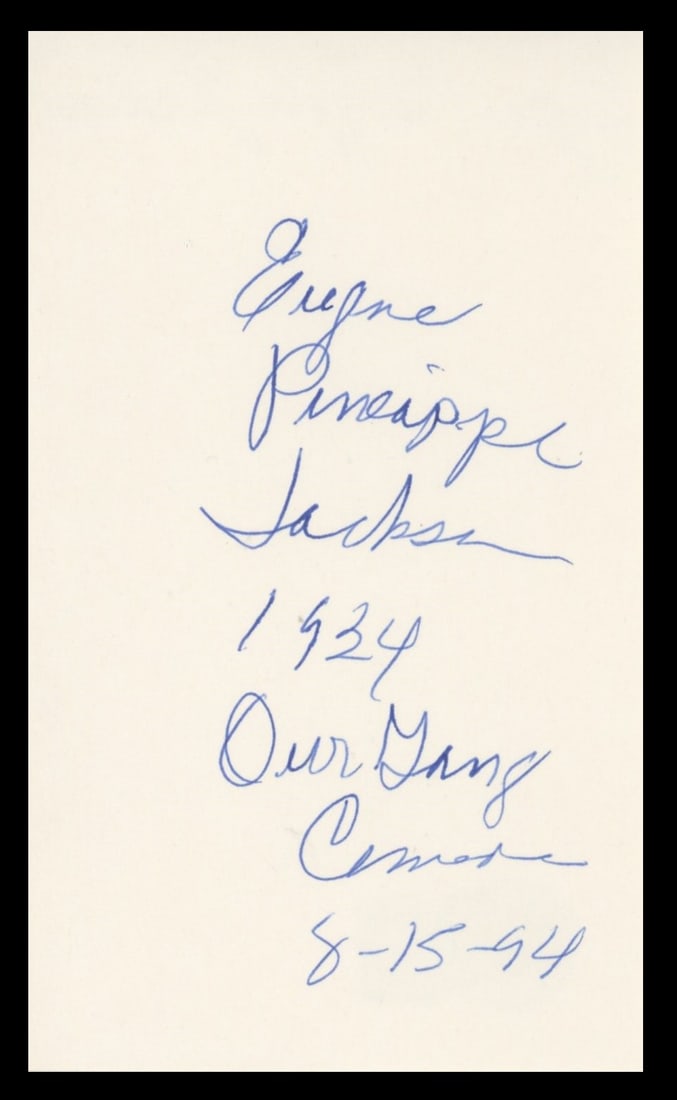 Eugene Pineapple Jackson Signed 3x5 Index Card Beckett Authenticated Our Gang (1 of 2)
