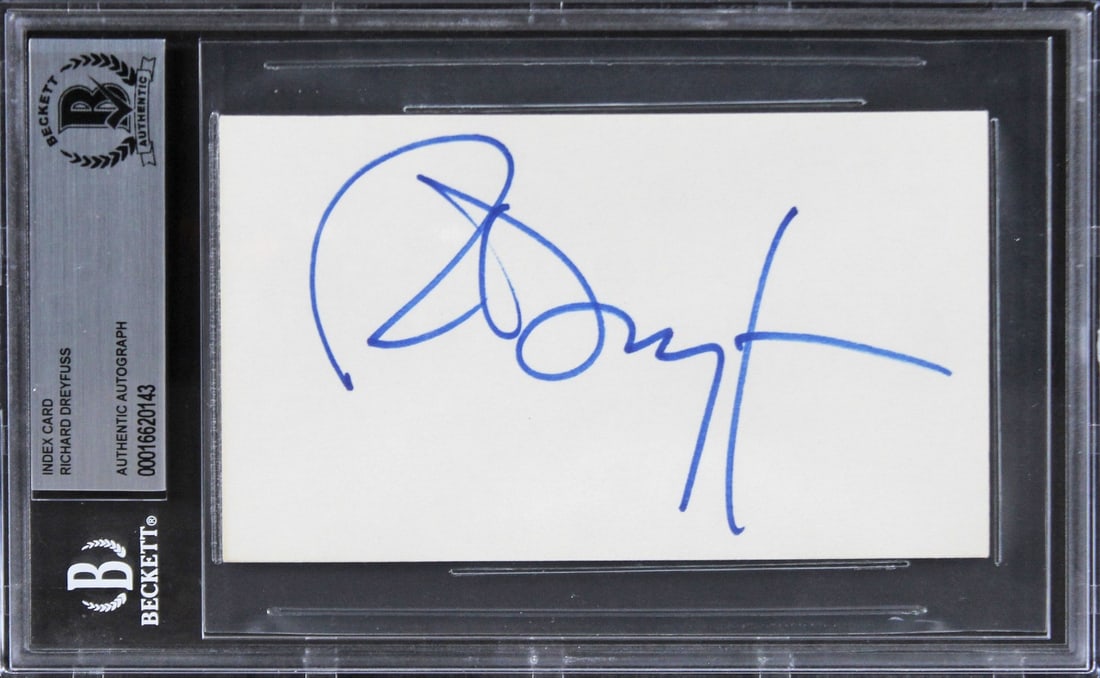 Beckett Slabbed Richard Dreyfuss Jaws Signed 3x5 Index Card (1 of 5)