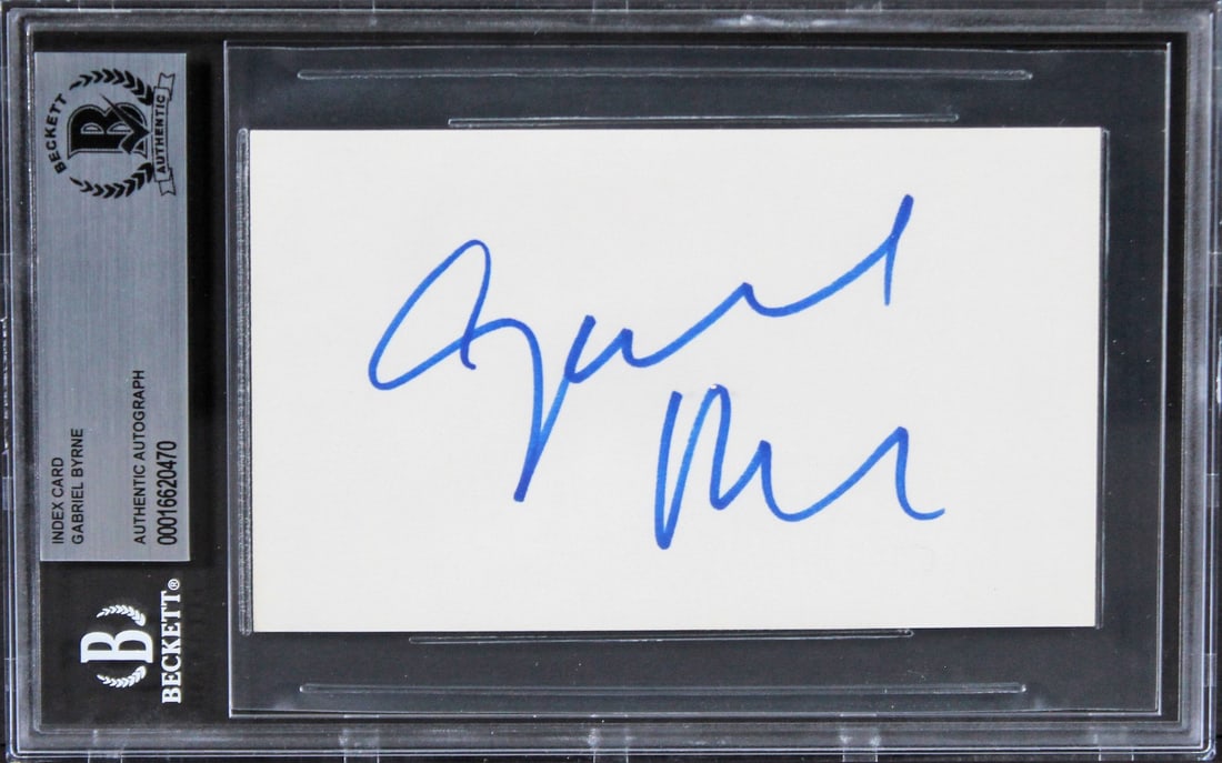 Gabriel Byrne Signed 3x5 Index Card The Usual Suspects Beckett Slabbed (1 of 2)