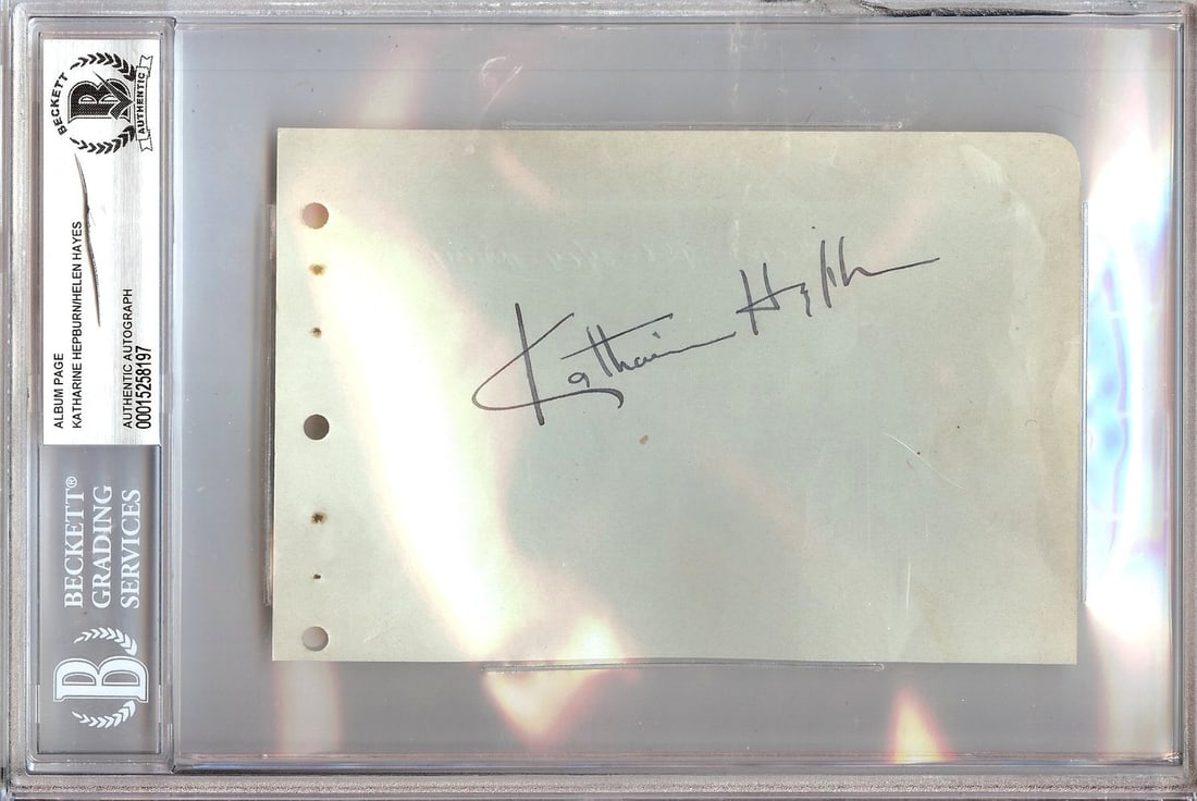 Katharine Hepburn Helen Hayes Signed Cut Signature BAS Authenticated 6 x 9: Katharine Hepburn Helen Hayes Signed Cut Signature BAS Authenticated 6 x 9 This is an original autographed cut signature featuring the signatures of legendary actresses Katharine Hepburn and Helen Hay